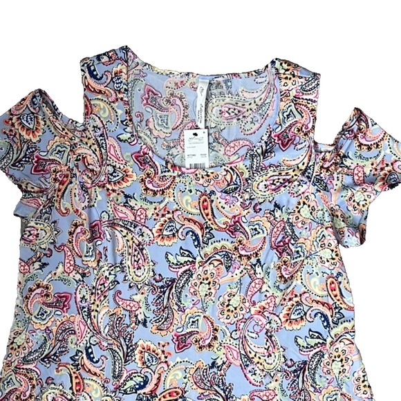 NY Collection Women's Multi-Color Paisley Cold Shoulder Midi Dress Plus Sz 2XWP - Picture 8 of 15